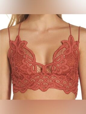 Free People Crochet Lace Bralette in Terracotta Rose